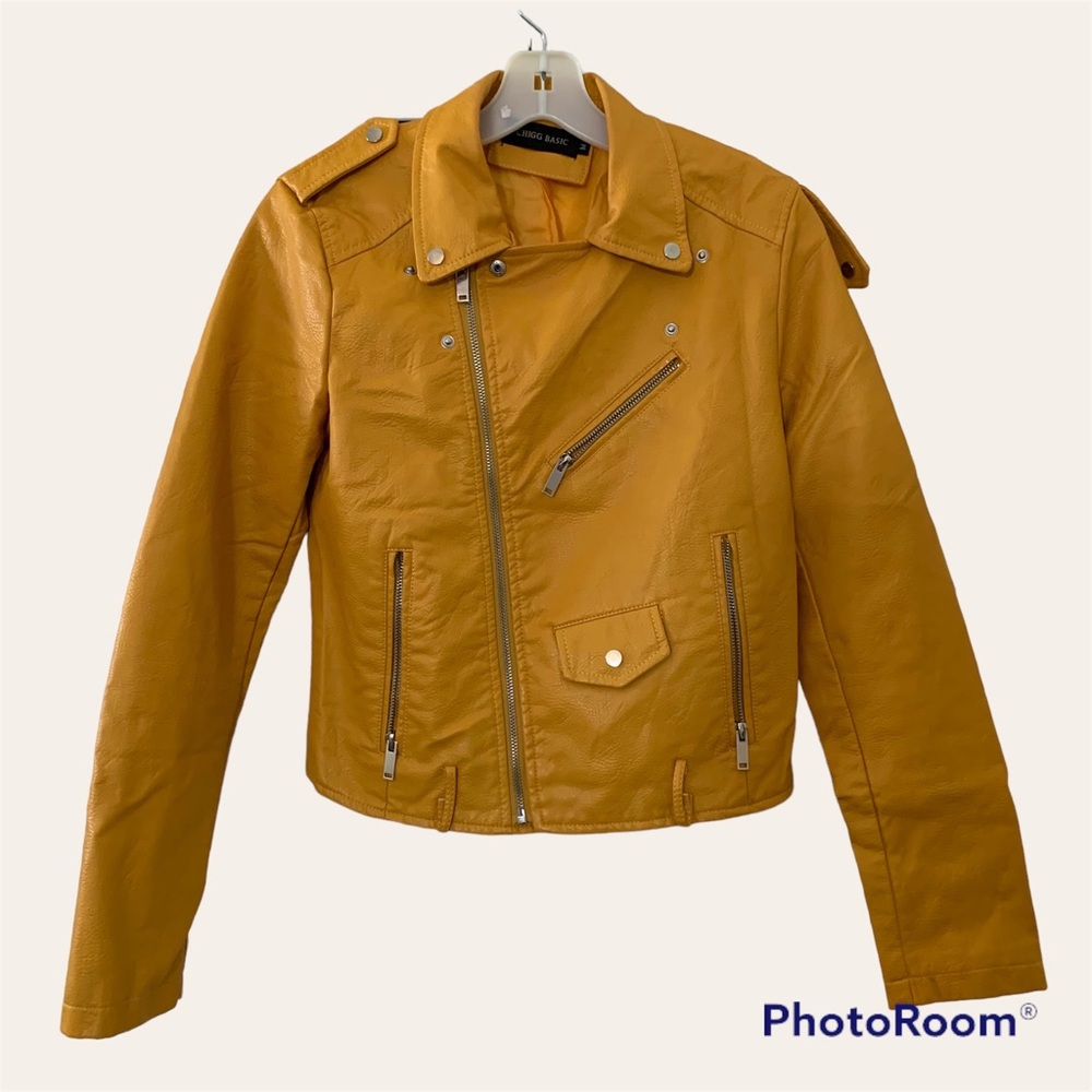 Chigg Basic Motto Jacket Womens Medium Yellow Full Zip Metal